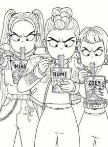 Desenho de Guerreiras Do Kpop Trio Huntrx Desenho Colorir Imprimir 08