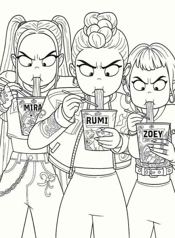 Desenho de Guerreiras Do Kpop Trio Huntrx Desenho Colorir Imprimir 08