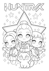 Desenho de Guerreiras Do Kpop Trio Huntrx Desenho Colorir Imprimir 10