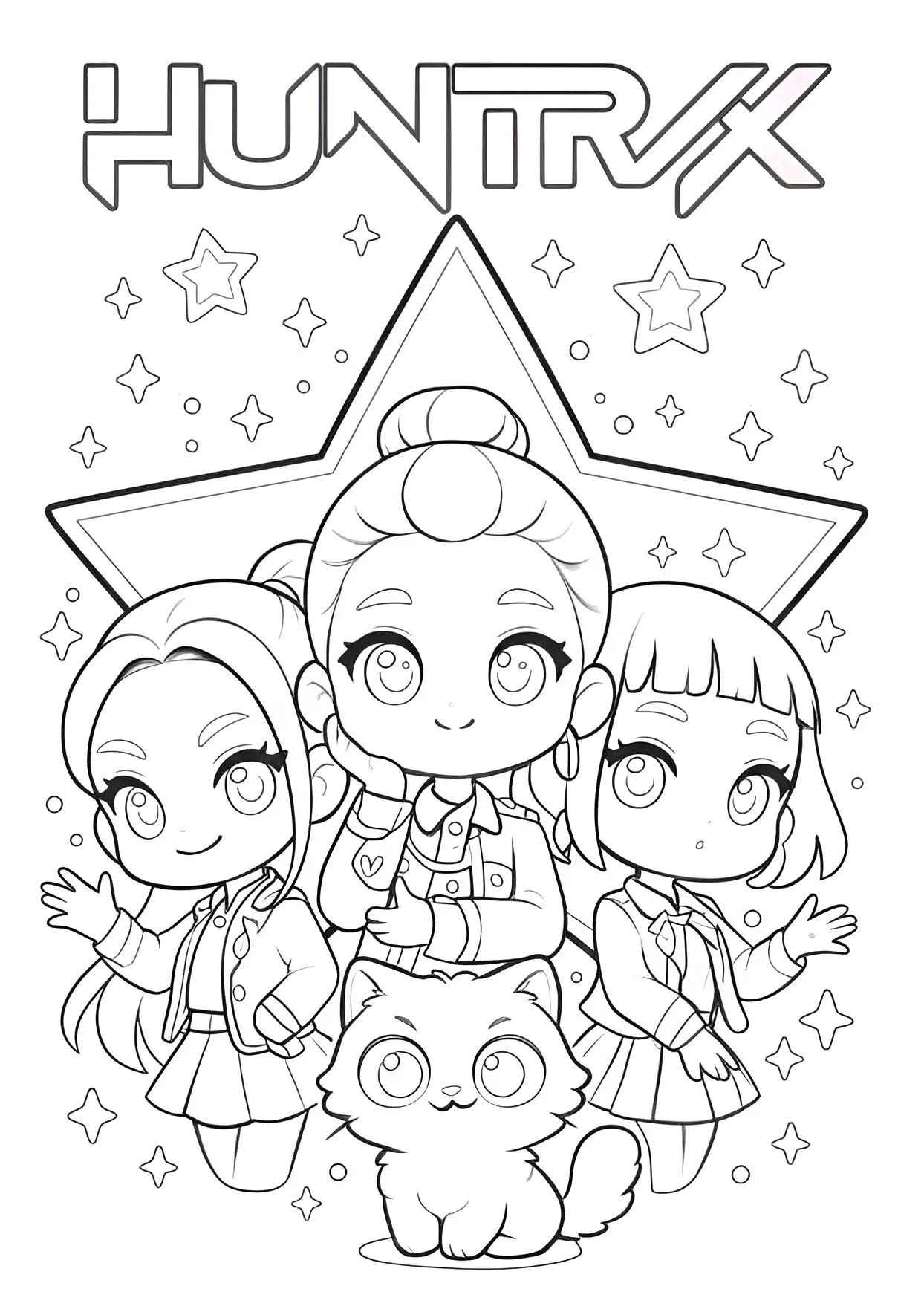 Desenho de Guerreiras Do Kpop Trio Huntrx Desenho Colorir Imprimir 10