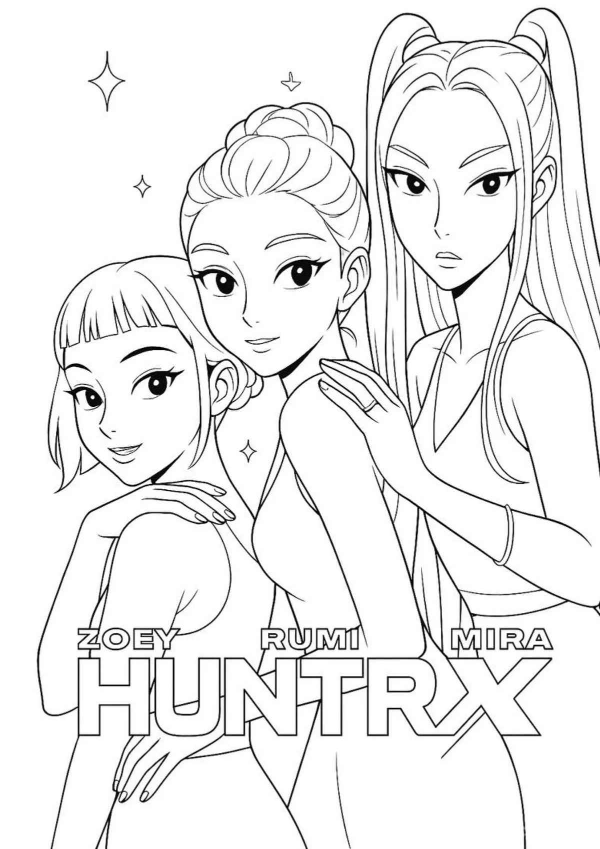 Desenho de Guerreiras Do Kpop Trio Huntrx Desenho Colorir Imprimir 11