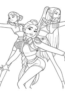 Desenho de Guerreiras Do Kpop Trio Huntrx Desenho Colorir Imprimir 13