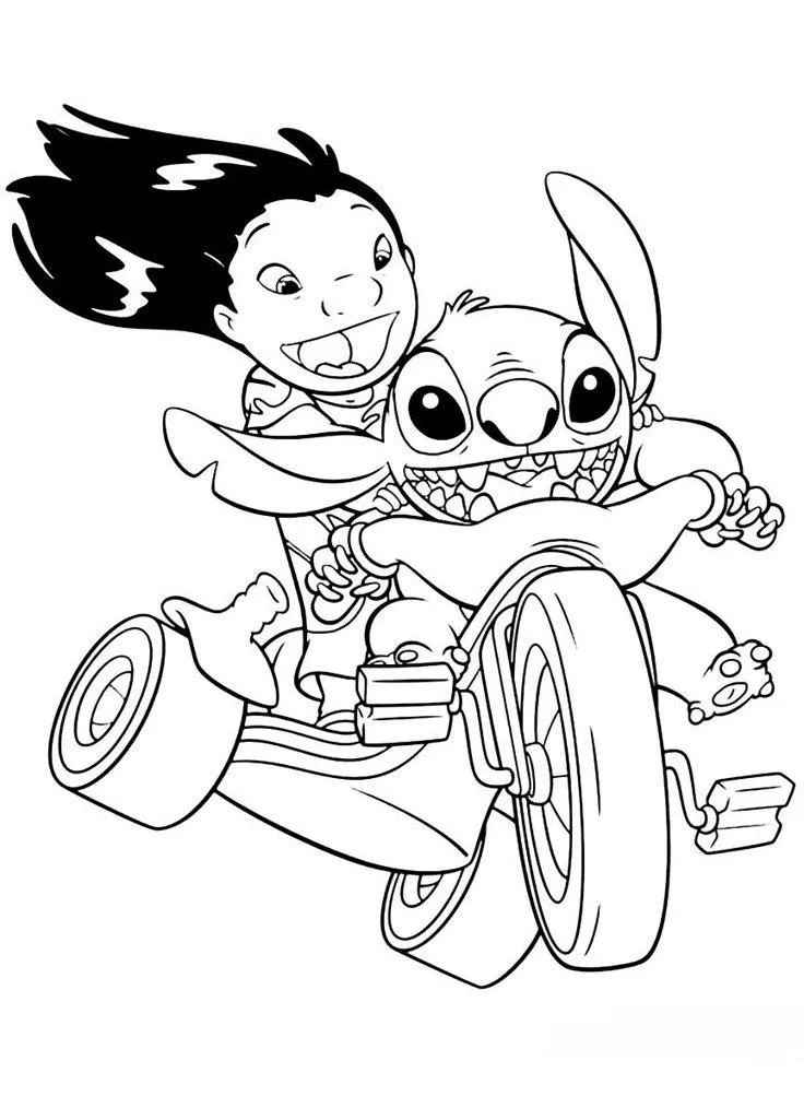 Desenho de Lilo Stitch Andando Triciclo Para Colorir E Inprimir