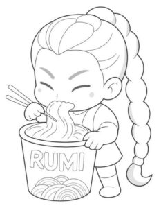 Desenho de Rumi Guerreira Do Kpop Huntrx Desenho Colorir Imprimir 3