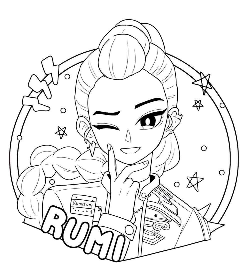 Desenho de Rumi Guerreira Do Kpop Huntrx Desenho Colorir Imprimir 4