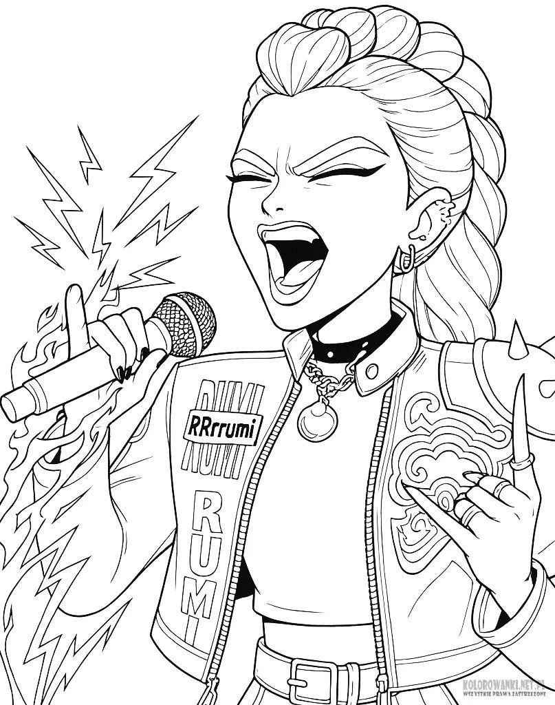 Desenho de Rumi Guerreira Do Kpop Huntrx Desenho Colorir Imprimir 5