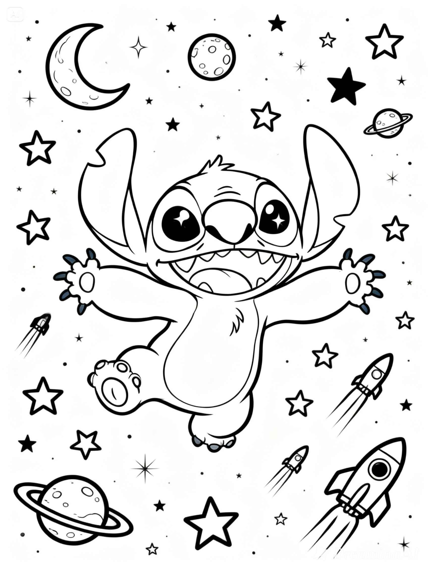 Desenho de Stitch Entre As Estrelas Universo Para Colorir E Inprimir