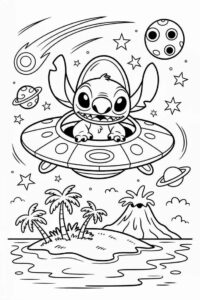Desenho de Stitch Nave Espacial  Para Colorir E Inprimir