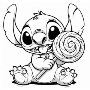 Desenho de Stitch Pirulito Imprimir Colorir