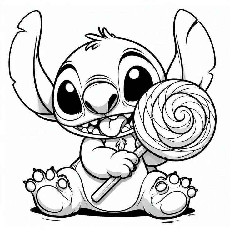 Desenho de Stitch Pirulito Imprimir Colorir