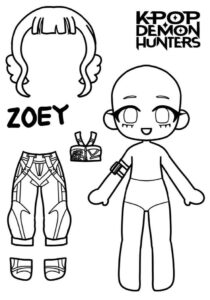 Desenho de Zoey Guerreira Do Kpop Huntrx Desenho Colorir Imprimir 1