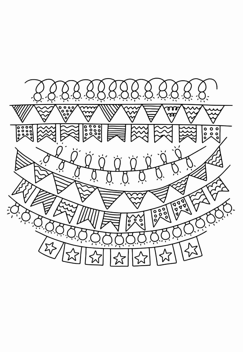 Desenho de Bandeirinhas Juninas Para Colorir
