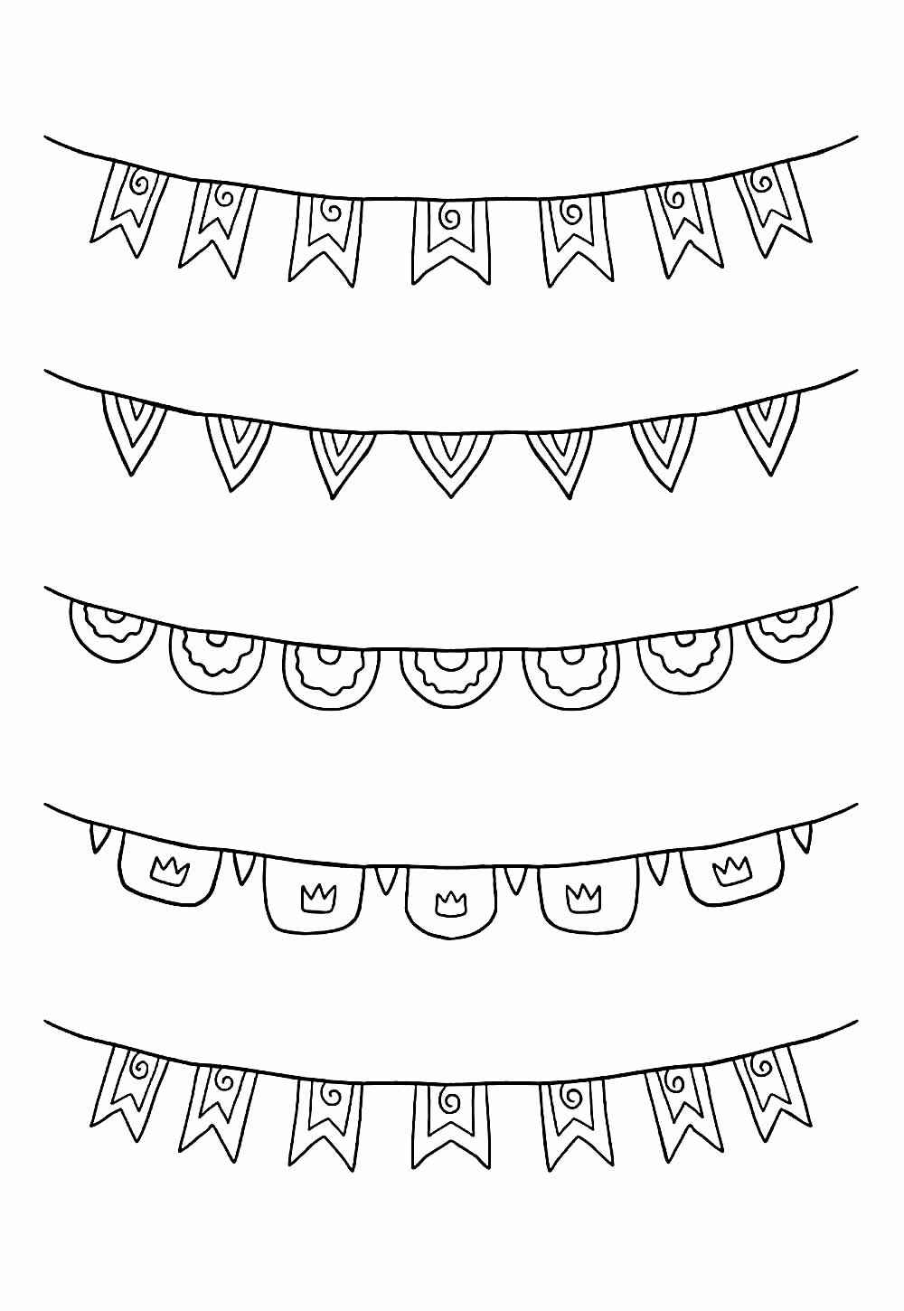 Desenho de Bandeirinhas Juninas Para Pintar E Colorir