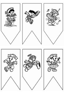 Desenho de Desenhos De Bandeirinhas Juninas   Turma Da Mônica
