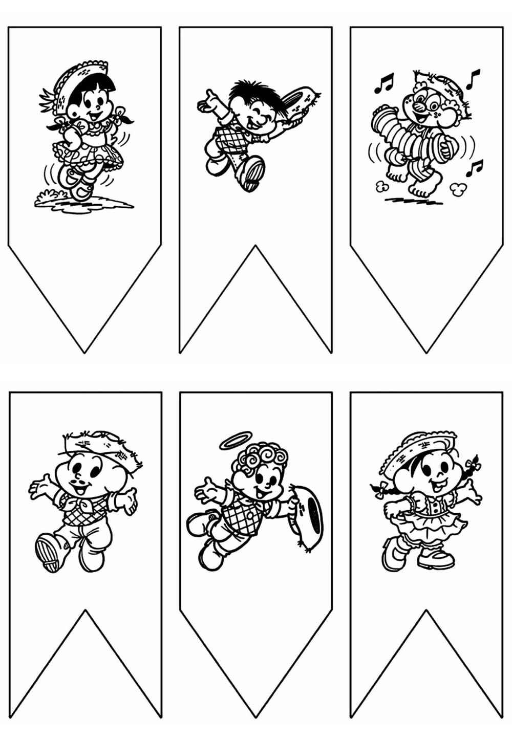 Desenho de Desenhos De Bandeirinhas Juninas   Turma Da Mônica
