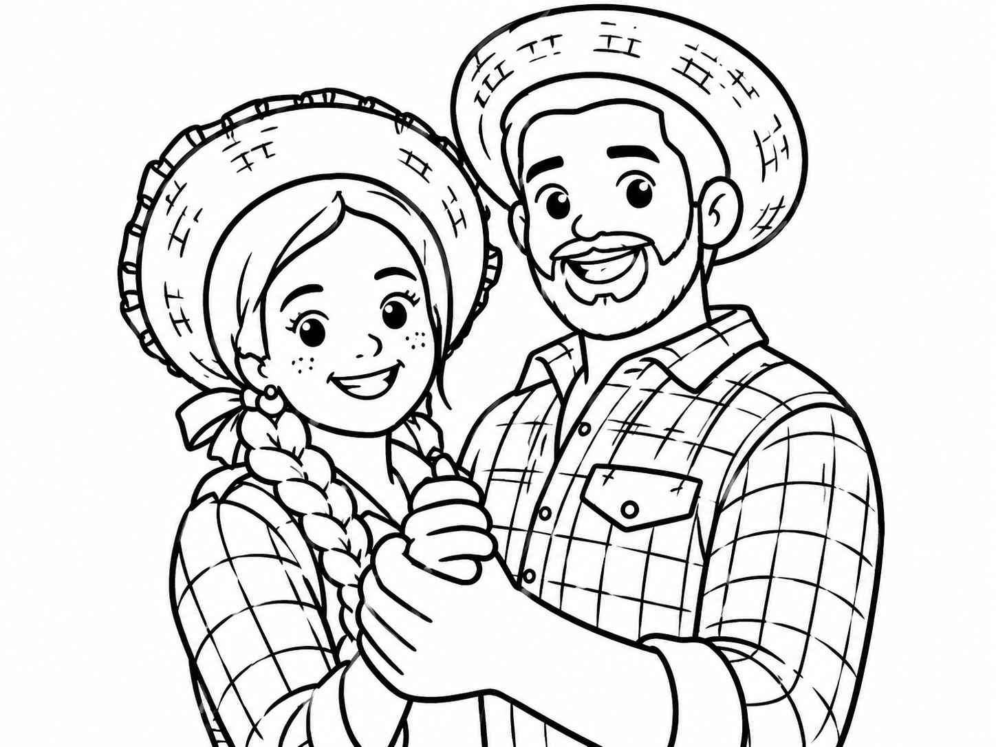 Desenho de Festa Junina Sao Joao Desenho Colorir Imprimir 5 Mulher E Homem Sorrindo Dancando