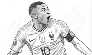 Desenho de Kylian Mbappé Desenho Colorir Imprimir 02