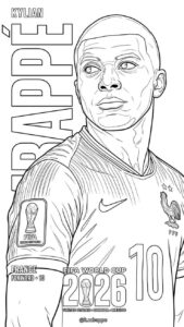 Desenho de Kylian Mbappé Desenho Colorir Imprimir 03