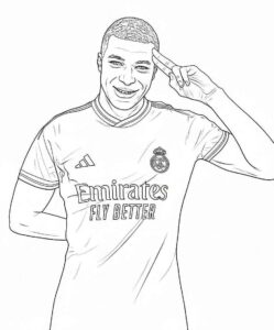 Desenho de Kylian Mbappé Desenho Colorir Imprimir 05