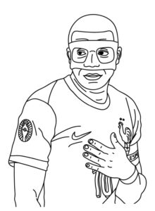 Desenho de Kylian Mbappé Desenho Colorir Imprimir 06