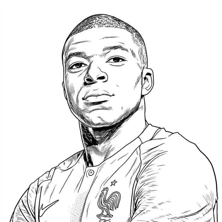 Desenho de Kylian Mbappé Desenho Colorir Imprimir 08