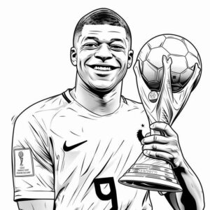 Desenho de Kylian Mbappé Desenho Colorir Imprimir 09