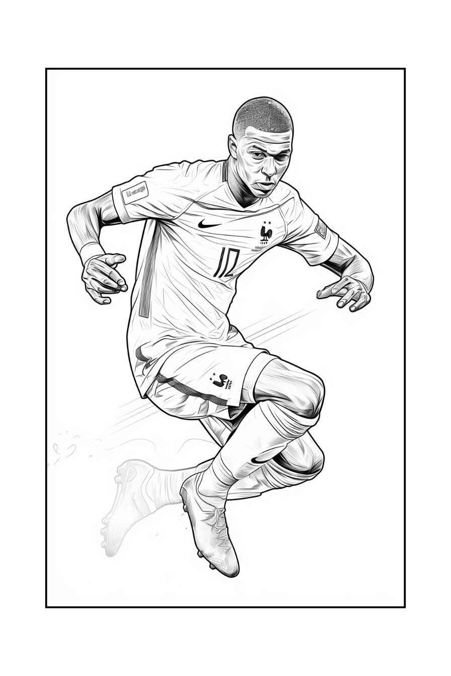 Desenho de Kylian Mbappé Desenho Colorir Imprimir 12