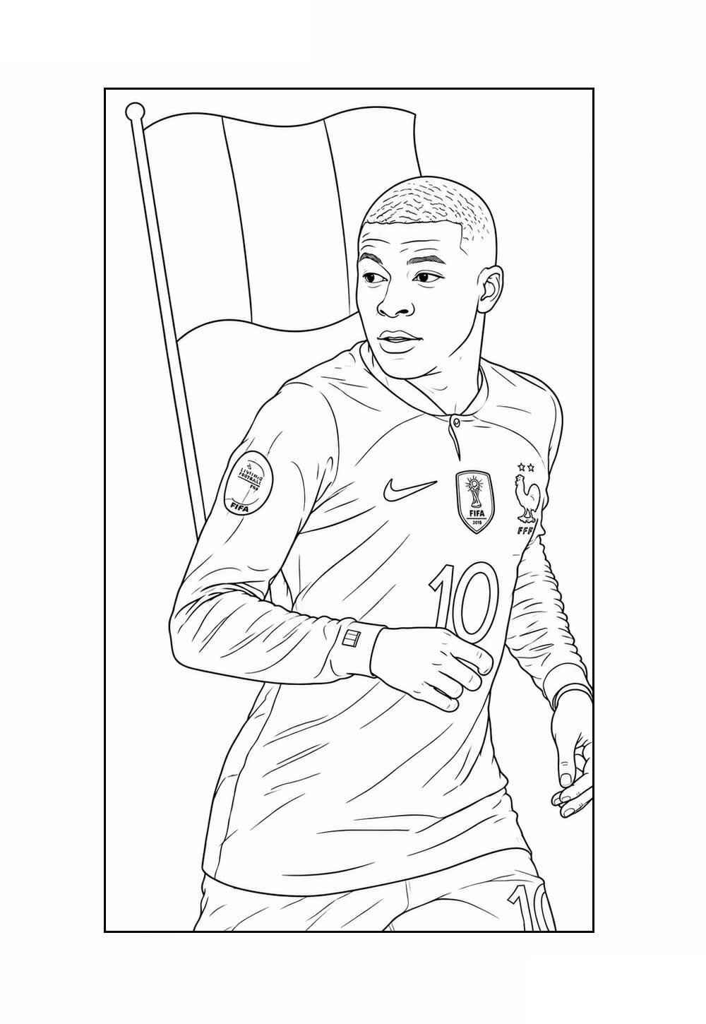 Desenho de Kylian Mbappé Desenho Colorir Imprimir 16