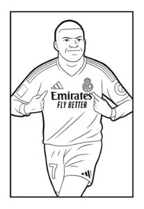 Desenho de Kylian Mbappé Desenho Colorir Imprimir 19