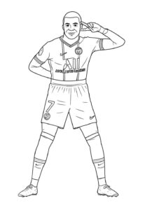 Desenho de Kylian Mbappé Desenho Colorir Imprimir 23