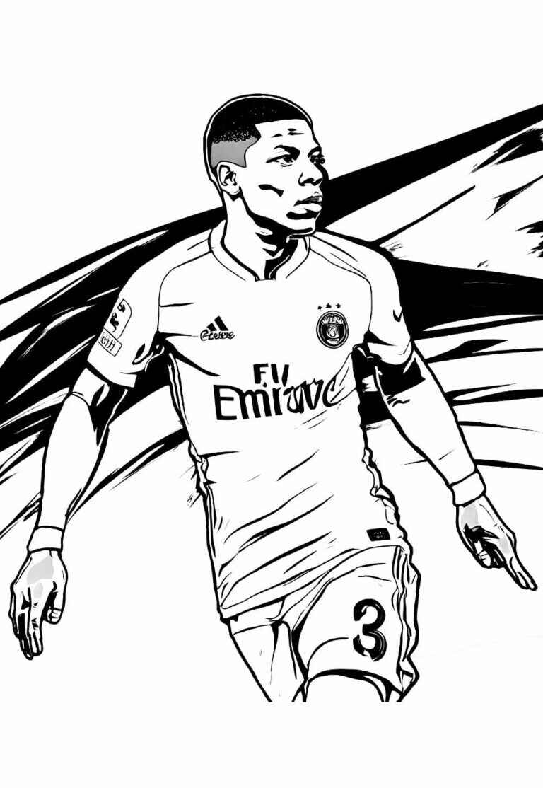 Desenho de Kylian Mbappé Desenho Colorir Imprimir 29