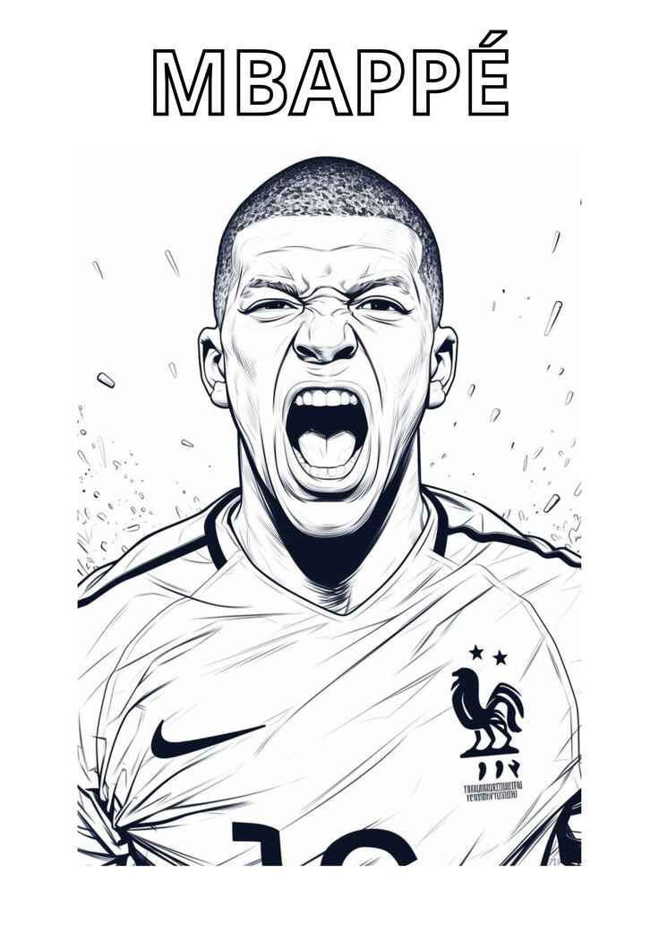 Desenho de Kylian Mbappé Desenho Colorir Imprimir 32