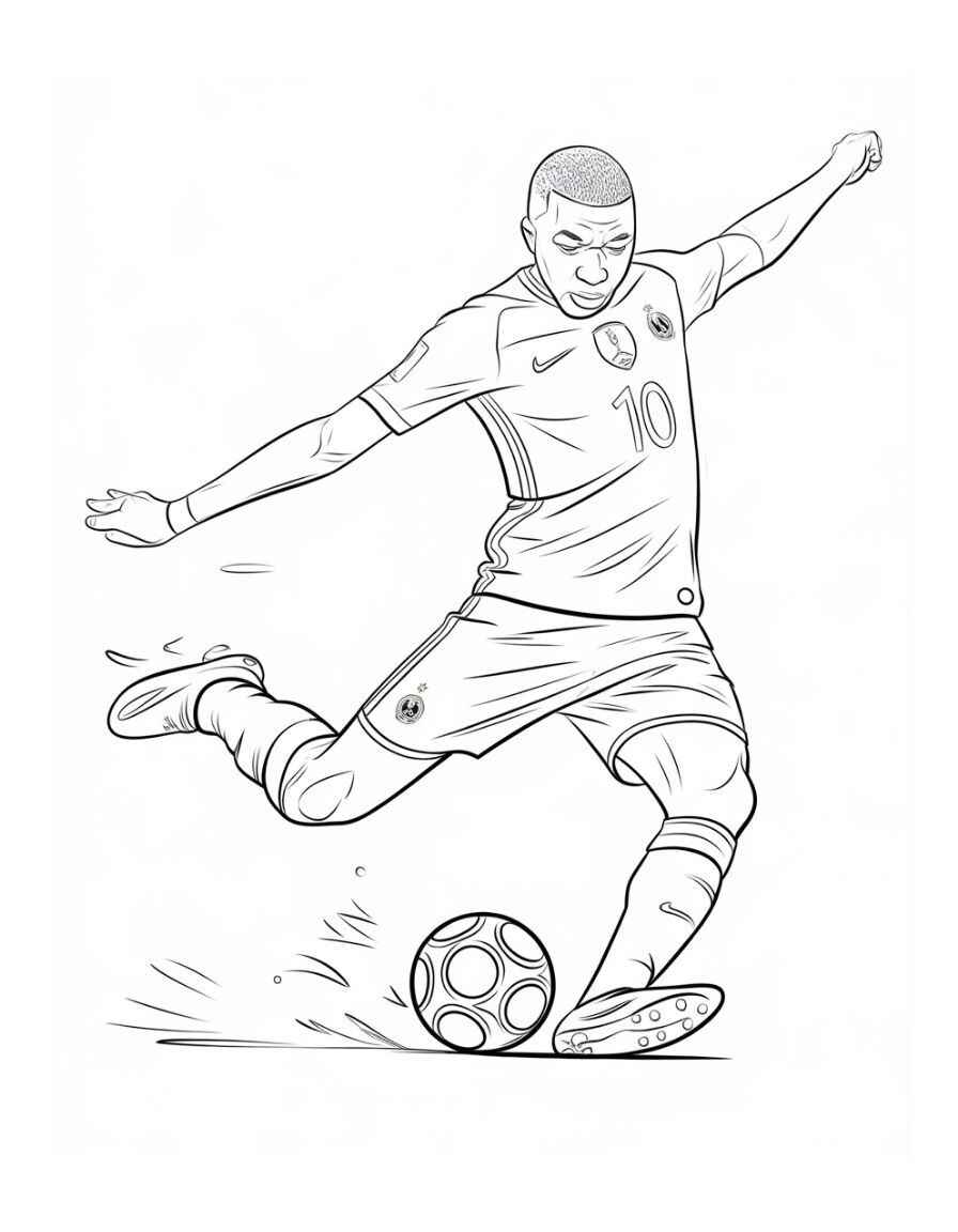 Desenho de Kylian Mbappé Desenho Colorir Imprimir 33