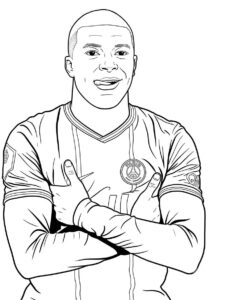 Desenho de Kylian Mbappé Desenho Colorir Imprimir 34