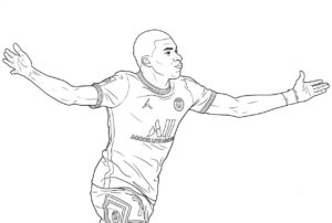 Desenho de Kylian Mbappé Desenho Colorir Imprimir 36