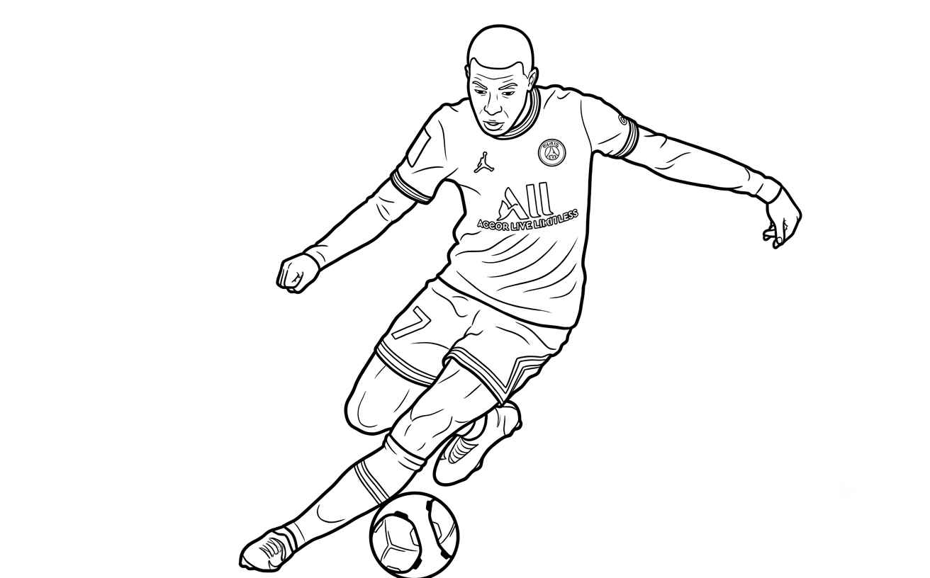 Desenho de Kylian Mbappé Desenho Colorir Imprimir 39
