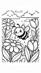 Desenho de Abelha Flores Primavera Desenho Colorir Imprimir 10