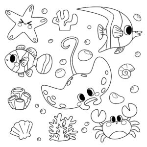 Desenho de Animais Marinhos Desenho Colorir Imprimir 01