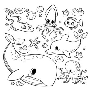 Desenho de Animais Marinhos Desenho Colorir Imprimir 02