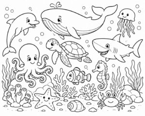Desenho de Animais Marinhos Desenho Colorir Imprimir 03