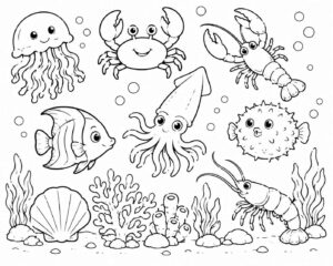 Desenho de Animais Marinhos Desenho Colorir Imprimir 04