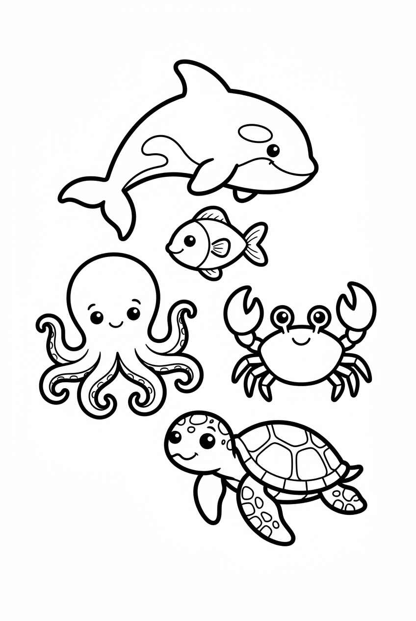 Desenho de Animais Marinhos Desenho Colorir Imprimir 08