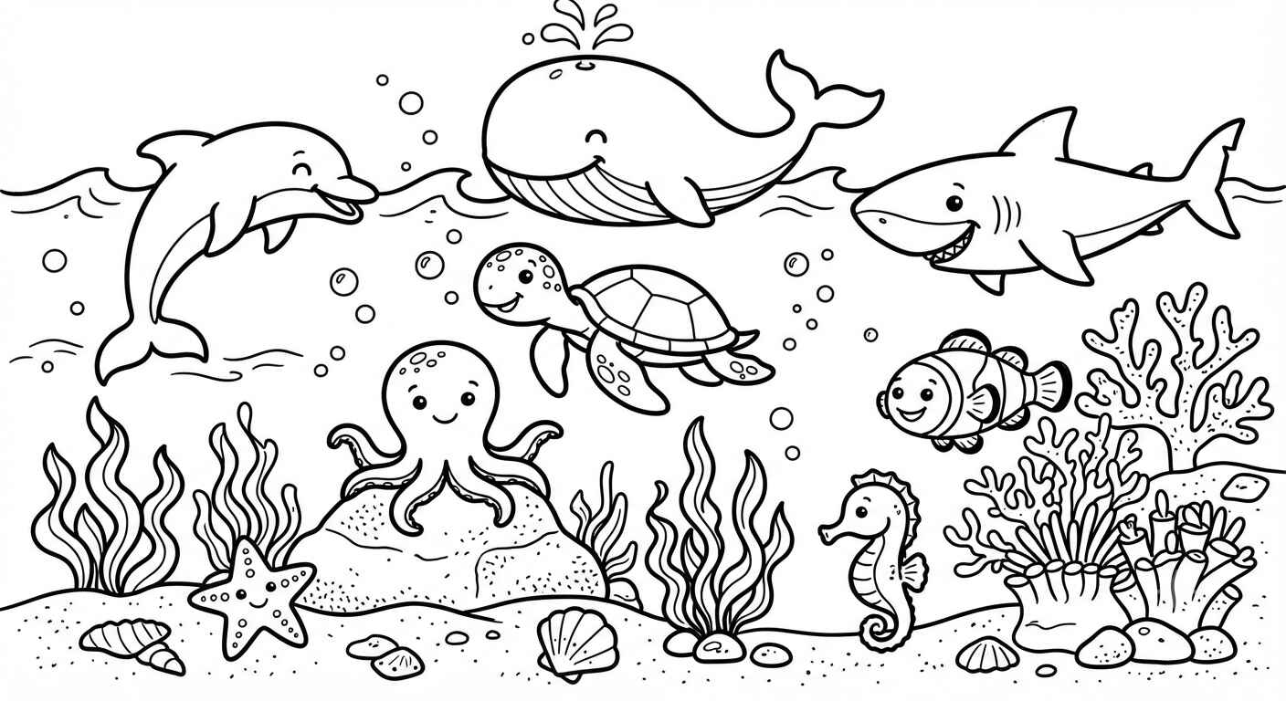Desenho de Animais Marinhos Desenho Colorir Imprimir 16