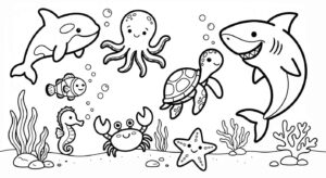 Desenho de Animais Marinhos Desenho Colorir Imprimir 18