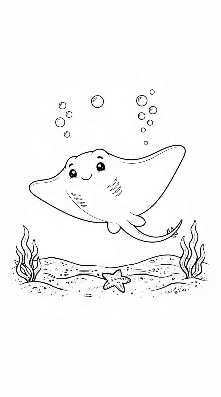 Desenho de Arraia Animais Marinhos Desenho Colorir Imprimir 13