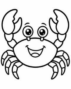 Desenho de Caranguejo Feliz Animais Marinhos Desenho Colorir Imprimir 06