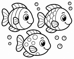 Desenho de Cardume Peixes Animais Marinhos Desenho Colorir Imprimir 05