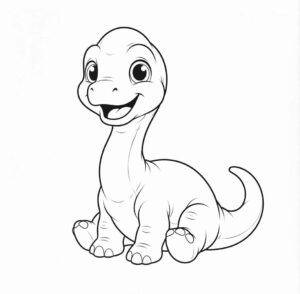 Desenho de Dinossauro Braquiossauro Fofo baby Colorir Imprimir 16