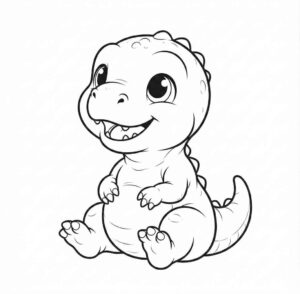 Desenho de Dinossauro Tiranossauro Baby Fofo Colorir Imprimir 24