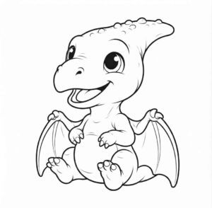 Desenho de Dinossauro Pterodactilo Fofo Baby Colorir Imprimir 14